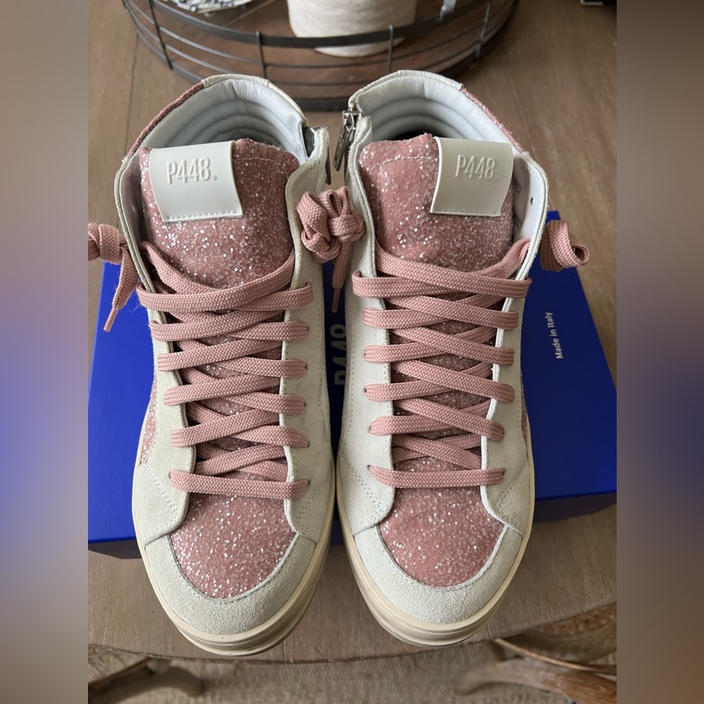 P448 Pink Glitter Skate High Top